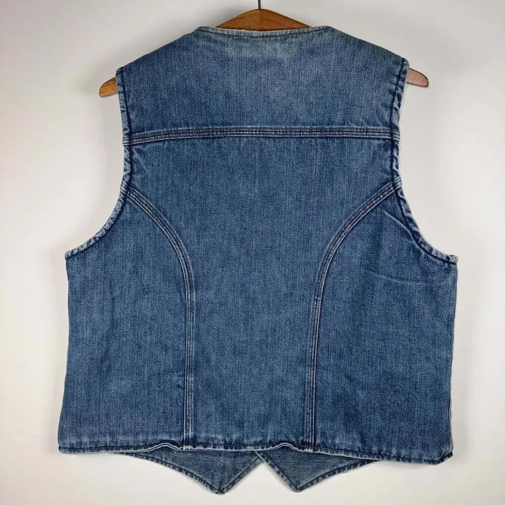 VTG 70s/80s Wrangler No Fault Denims Sherpa Lined Vest RARE Tag Made in USA XL - Picture 4 of 8